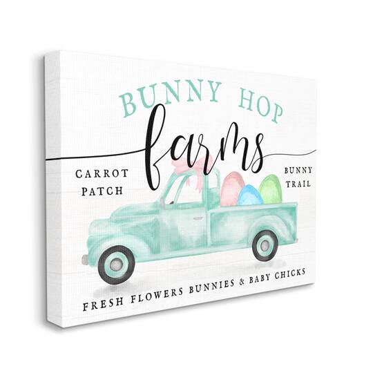 Stupell Industries Bunny Hop Farms Sign Easter Egg Green Truck Canvas Wall Art